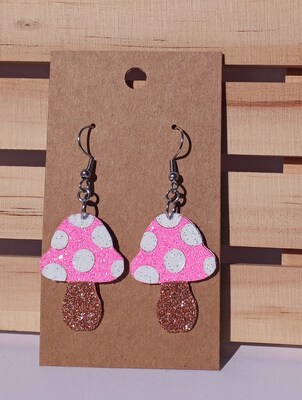 Mushroom Earrings, Toadstool Earrings, Two-Sided Earrings, Plant Earrings, Cottagecore Earrings, Mushroom Jewelry, Nature Earrings - image1